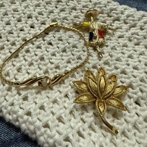 Gold-Tone Brooch and Bracelet lot